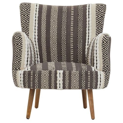 Cefena Grey Fabric Armchair with Flared Arms