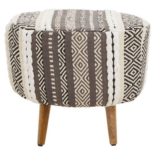 Cefena Grey Fabric Round Footstool