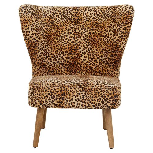 Cefena Leopard Print Velvet Fabric Chair