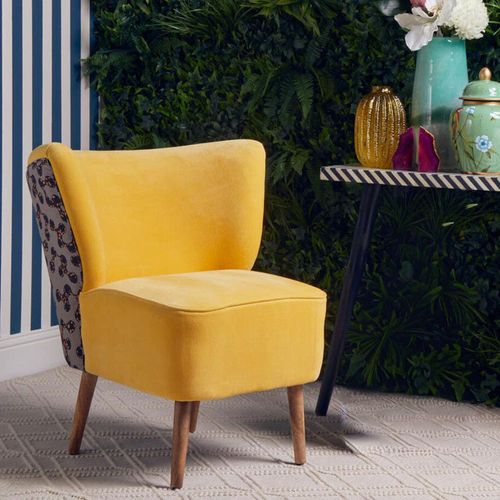 Cefena Yellow Velvet Fabric Chair