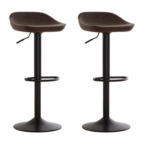 2 x Dalston Mocha Faux Leather Barstool with Low Back