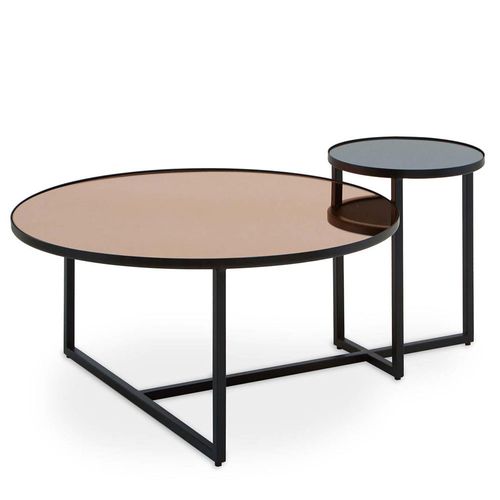 Cercle Smoked Mirrored 2 Tier Round Coffee Table