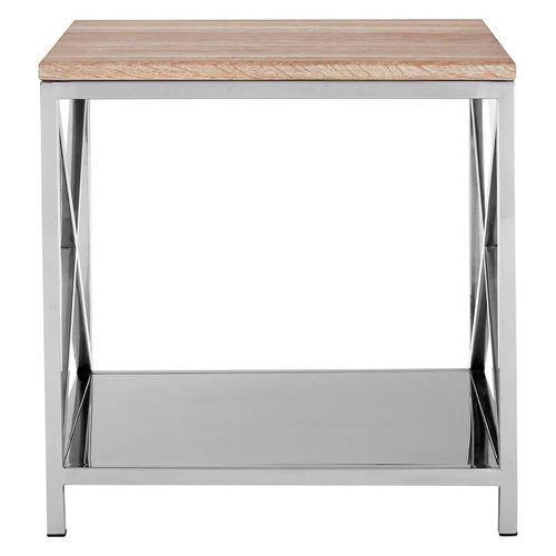 Chiswick Oak Wood and Metal Square Side Table