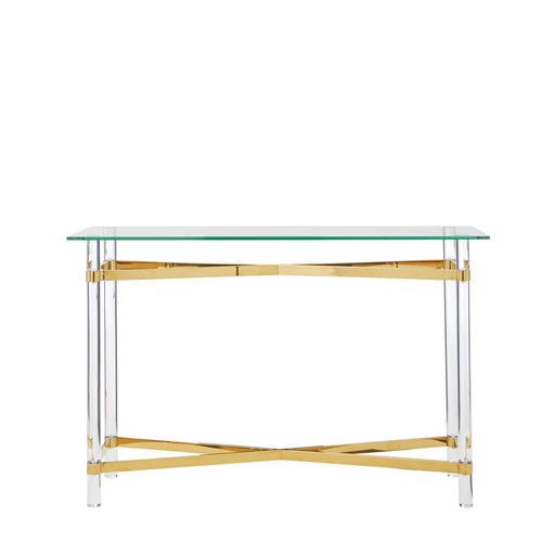 Clarence Clear Glass and Gold Metal Console Table