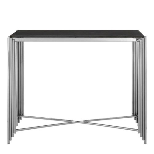 Clarice Black Granite and Chrome Console Table