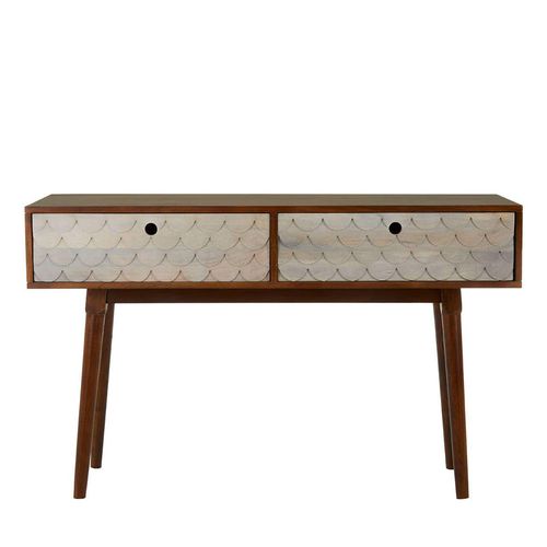 Costal Dark Mango Wood 2 Drawer Console Table