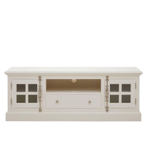 Covent White Mahogany Wood Storage TV Unit