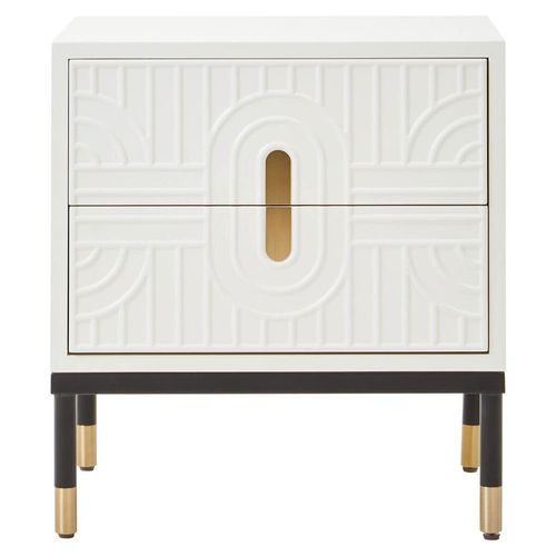 Danta Off White Wood 2 Drawer Bedside Cabinet