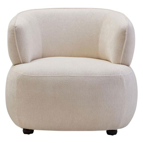 Dasha Ivory Chenille Fabric Curved Chair