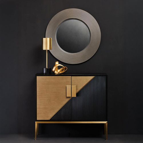 Davoli Black and Gold 2 Door Small Sideboard - 100cm