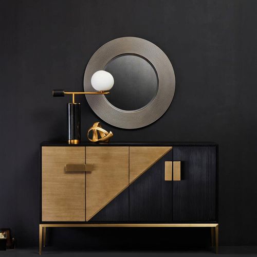 Davoli Black and Gold 4 Door Medium Sideboard - 150cm