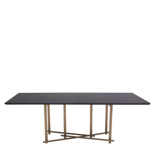 Delta Walnut Wood and Brushed Brass 8 Seater Dining Table - 220cm