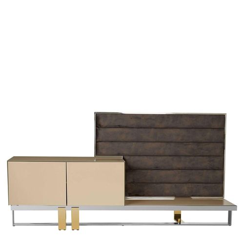 Demas Taupe 2 Door TV Unit with Wall Panel
