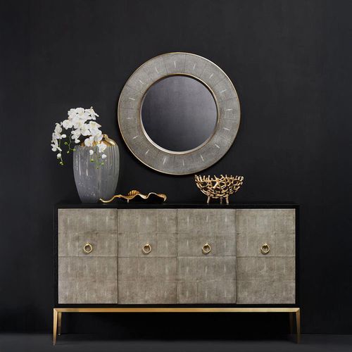 Deruta Grey Faux Shagreen 4 Door Medium Sideboard - 154cm