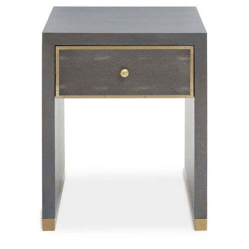 Deskey Grey Faux Shagreen 1 Drawer Bedside Table