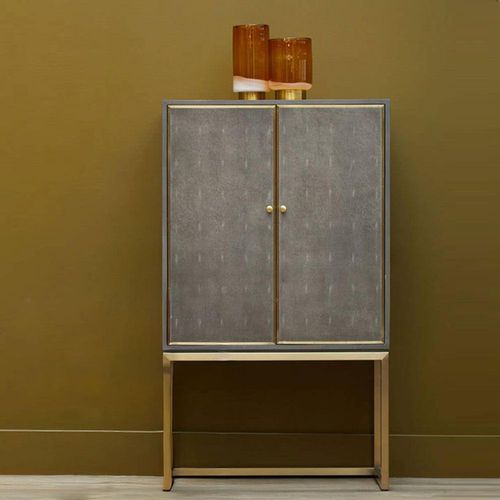 Deskey Grey and Faux Shagreen 2 Door Hall Cabinet