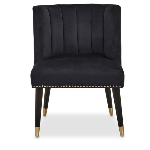 Doucet Black Velvet Fabric Chair