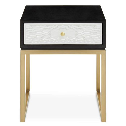 Dumas Black and White 1 Drawer Square Bedside Table