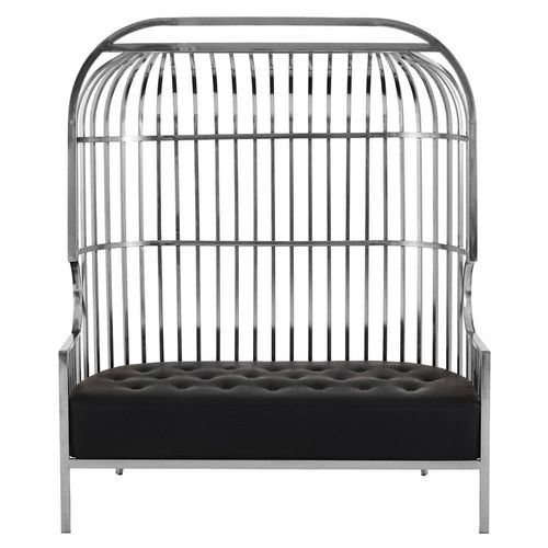 Eliza Silver Metal Frame Dome Cage 2 Seater Sofa