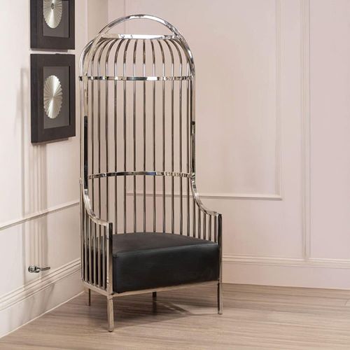 Eliza Silver Metal Frame Dome Cage Chair