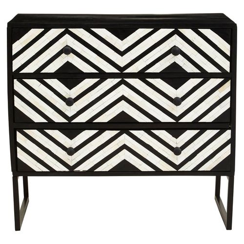 Fusion Black Bone Inlay 3 Drawer Chest