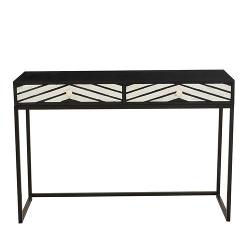 Fusion Black and White Bone Inlay 2 Drawer Console Table