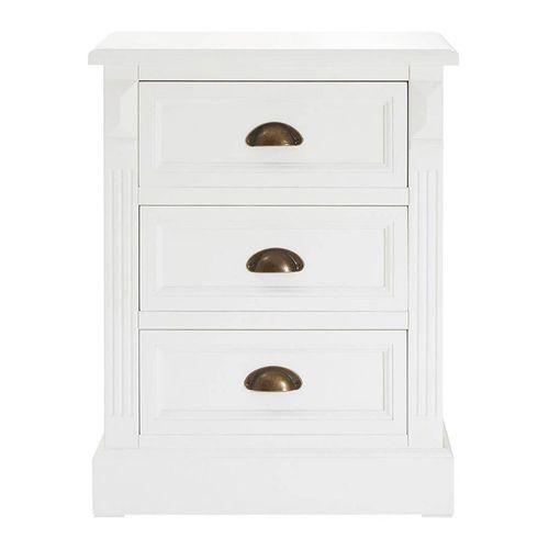 Hardwick White Wood 3 Drawer Bedside Cabinet