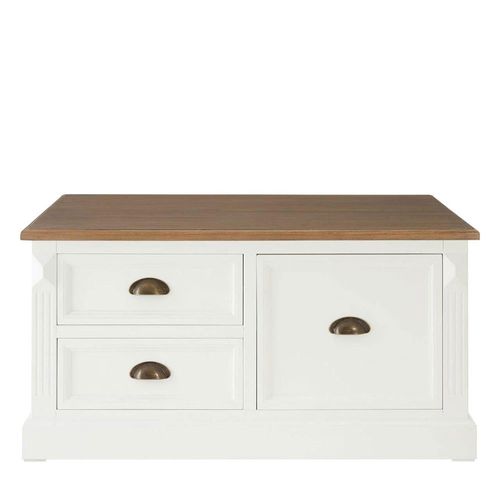 Hardwick White Wood 3 Drawer Square Coffee Table