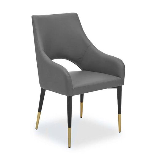 2 x Gilden Grey Faux Leather Dining Chair with Black Legs