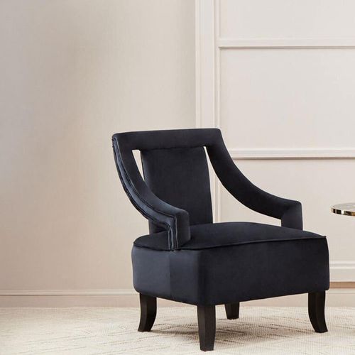 Faye Black Velvet Fabric Armchair