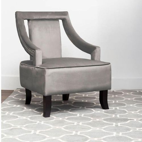 Faye Grey Velvet Fabric Armchair
