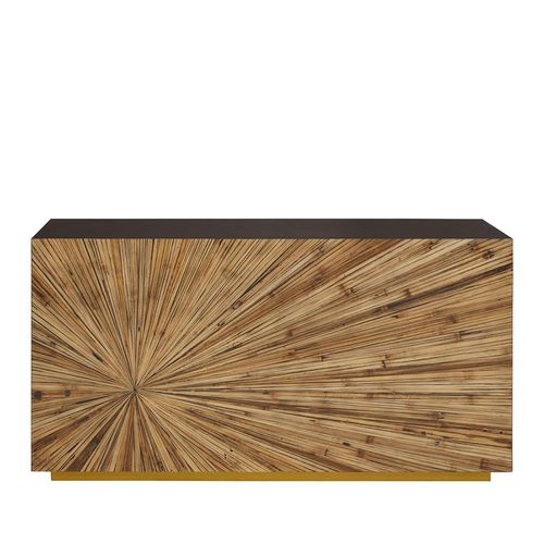 Gabelle Dark Bamboo Wood Sunburst Console Table