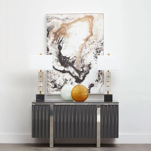 Genoa Fluted Grey High Gloss 4 Door Medium Sideboard - 146cm