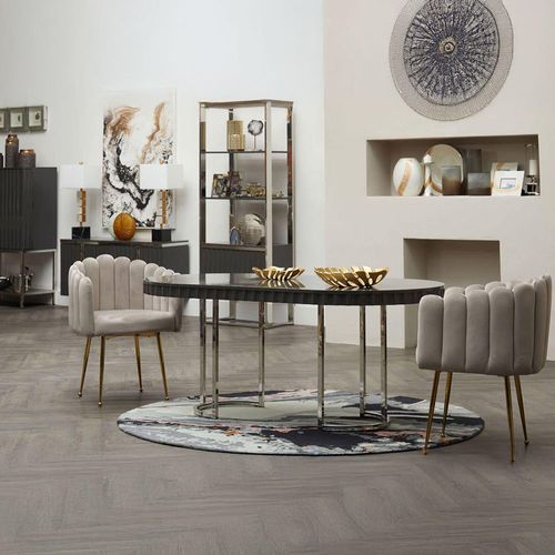 Genoa Grey High Gloss 6 Seater Oval Dining Table - 180cm