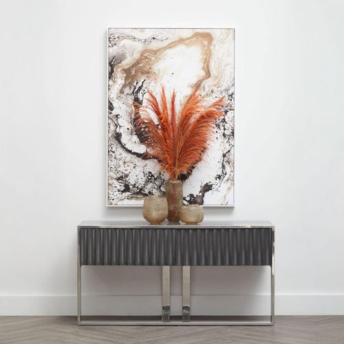 Genoa Fluted Grey High Gloss Console Table