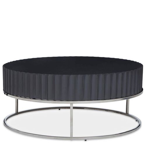 Genoa Fluted Grey High Gloss Round Coffee Table