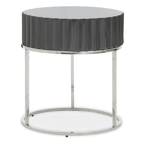 Genoa Grey High Gloss Round Side Table