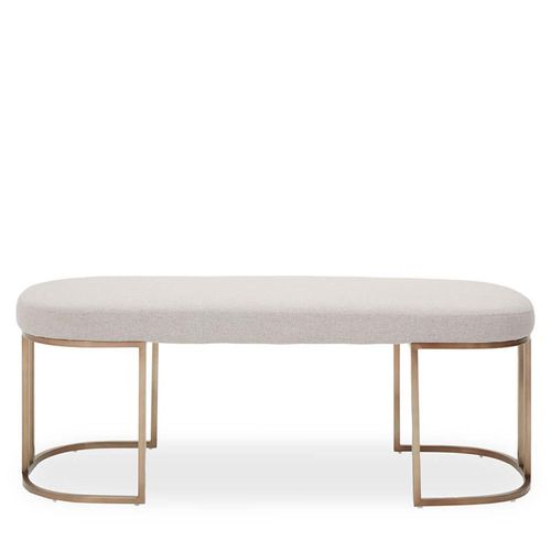Gilden Grey Fabric Curved Bench with Gold Legs