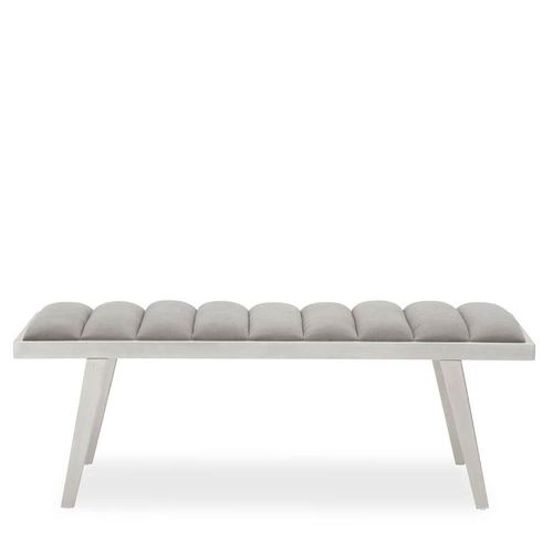 Gilden Grey Fabric Bench with Silver Splayed Legs