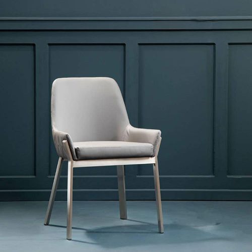 Gilden Grey Fabric Dining Armchair with Metal Legs