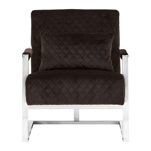 Gatsby Black  Velvet Fabric and Silver Metal Armchair