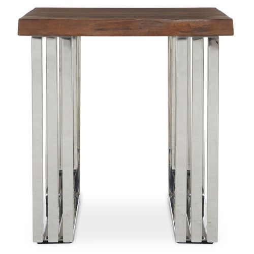 Hampstead Acacia Wood and Metal Square Side Table