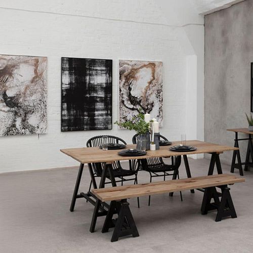 Hampstead Pine Wood and Metal 8 Seater Dining Table - 200cm