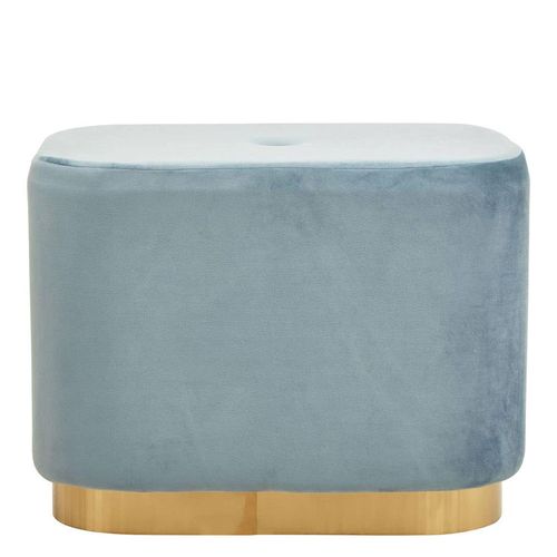 Hartford Blue Velvet Fabric Pouffe