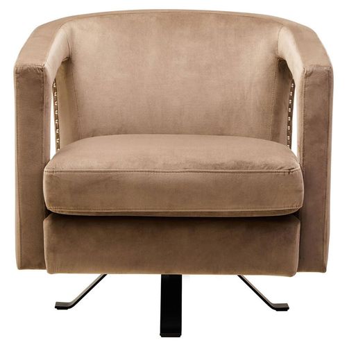 Hestia Mink Velvet Fabric Swivel Armchair