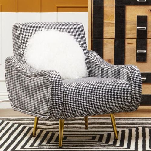 Holli Black and White Fabric Armchair