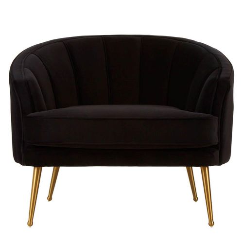 Hendricks Black Velvet Fabric Love Chair with Gold Legs