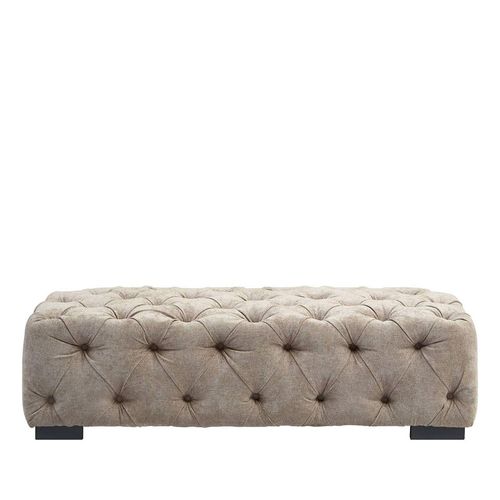 Fenton Beige Fabric Tufted Ottoman Stool
