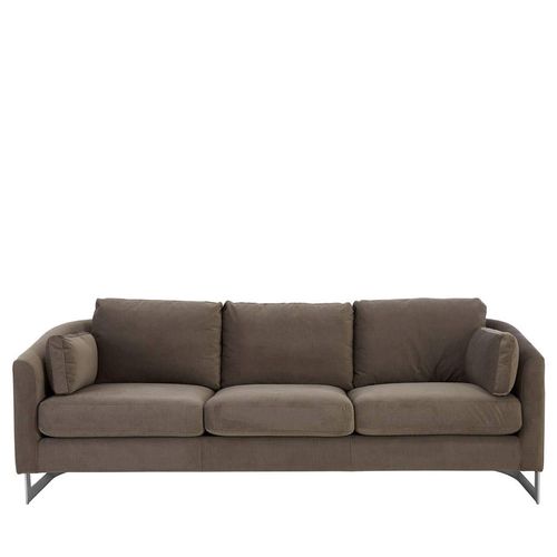 Freda Dark Grey Velvet Fabric 3 Seater Sofa