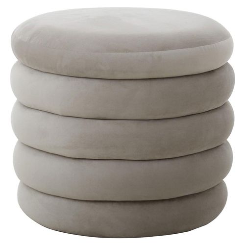Helen Cream Velvet Fabric Round Footstool